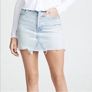 Agolde | Quinn High Rise Skirt Vintage Light Wash Light Blue Frayed Skirt